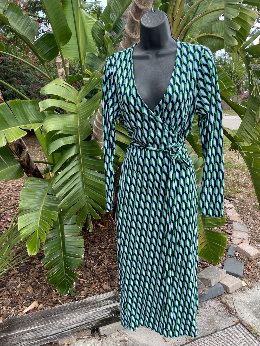 DVF , iconic geometric print wrap dress